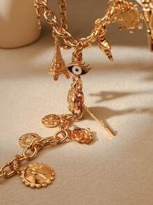 1pc Premium Quality Golden Multi-Heart Box, Natural Stone & Resin Heart Tree Pendant Necklace, Versatile Jewelry For Goddess Festivals, Parties, Holidays, And Gifts For Loved Ones. Each Stone And Resin Piece Will Be Randomly Selected In Different Sizes And Colors.