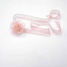 1 件女士白色优雅欧根纱花朵、蕾丝丝带细节腕花、新娘伴娘手花婚礼装饰情人节 - 白色 - 查看 12