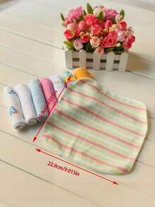 8pcs Baby Soft Towels, Baby Bath Towels, Children's Bathing & Feeding Wet Wipes - Random Towel Colors (Note: Some Styles Are Not Shown In The Picture) - Multicolor - View 5
