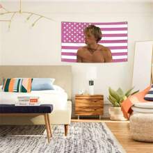1pc JJ Maybank 90x150 Cm Polyester American Flag Tapestry - Wall Hanging Banner For Bedroom, Living Room, Office, Party Decor - No Power Needed