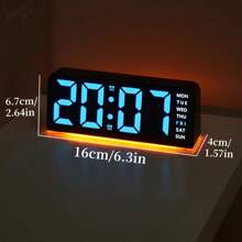 [Reloj con luz ambiente] Reloj digital de pantalla grande de 12/24 horas con fuente LED, que muestra sincrónicamente la temperatura, fecha y día de la semana, doble alarma, 3 niveles de brillo, alimentado por USB, de material plástico, adecuado para dormitorio u oficina. Reloj digital para decoración de habitación, reloj despertador para dormitorio, decoración para dormitorio, decoración para dormitorio universitario, de vuelta a la escuela, decoración escolar, sorpresa escolar