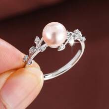 Elegant Copper Ring For Women With Branch And Leaf Design, Synthetic Zirconia, Versatile For Daily Wear & Gift Giving, All Seasons Suitable