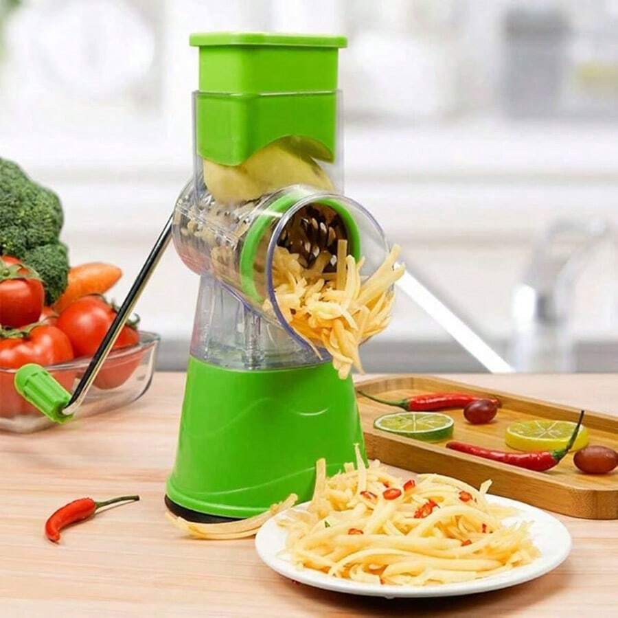 Cortador Hogar Rallador De Queso 3 Cortadoras Cortador Rallador Queso Cocina Hogar Utensilios Multifunción Acero Inoxidable Ideal Para Rayar Cortar - Verde - Ver 1