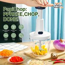 PapiChop: Press, Chop, Done! – High-Efficiency Blue Push-Type Multi-Function Vegetable Chopper, Safe And Easy To Use, Quick Food Preparation, Effortless Cleaning, And Enhanced Kitchen Efficiency! - Blue and White - View 1