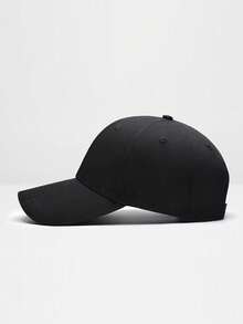 1pc Unisex Solid Color Hard Top Baseball Cap, Black Snapback Hat For Autumn/Winter Outdoor, Windproof And Warm - Orange - View 4