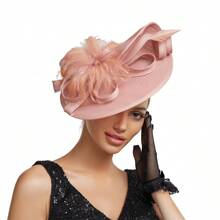 Elegant Alluring Women Derby Church Wedding Feather Sinamay Fascinator Headband Hair Clip Mini Hats Tiny Hats Derby Hat Mini Top Hat Mini Cap, School Stuff