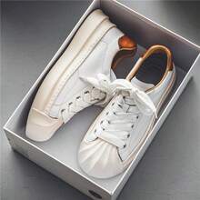 New Style Men's Casual Niche Low-Top Design Sense Skateboard Shoes, Versatile Thick Sole Sneakers, Fashion Color-Blocking Leisure Shoes - White - View 4