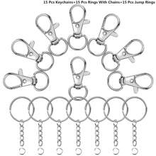 24/45pcs Rotating Spring Hooks Set, Detachable Keychain With Chain And Jump Ring, Bulk, Suitable For Keychains, Lanyards, DIY Crafts, Durable Material, Suitable For Home Use