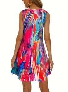 Plus Size Women's Round Neck Sleeveless Maxi Dress - Flowy Vacation Beach Dress, Boho Summer Sundress For Curvy Women, Breathable Plus Size Dresses For Women,Leisurely Bohemia Dress For Women