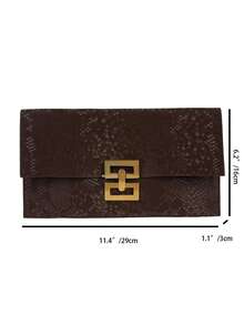 1pc Minimalist Solid Color Elegant Flip Cover Fashion Clutch Bag - Brown - View 2