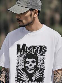 Halloween Christmas Misfits - Punk Rock Plus Size T - Shirt: 220g Heavyweight, 100% Cotton, Punk Aesthetic - trắng - Xem 2