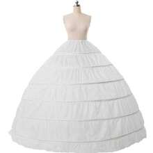 1 件新娘婚纱衬裙，表演服装，白色 6 环及地衬裙，女士秋季服装 - 白色 - 查看 5