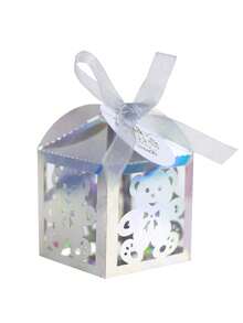 25pcs Hollow Baby Baptism Birthday Candy Boxes, Lavender Small Bear Gift Tag Packaging Boxes - Multicolor - View 15