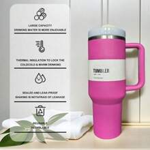 STANLEYSINCE 1913 40 Oz Stainless Steel Tumbler Double Wall Vacuum Insulated Portable Drinking Cup Travel Iced Coffee Mug Summer Drinkware With Handle And Straw, Perfect For Travel, Home, Office, Gift, Ice Drinks And Hot Drinks