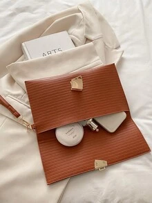New Fashion Minimalist Design Solid Color Envelope Handbags, Vintage Style Women Bag - Brown - View 9