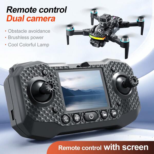 S160 4-Axis Aircraft Drone With Dual Camera - Brushless Motor, Screen Remote Control, Automatic Barrier Avoidance, WiFi App Control, Adjustable Lighting, Dual Battery, Memory Card | Perfect For Beginners, Adults And Adult Drone Pilots | Stylish 4-Axis Aircraft Design | Durable ABS Construction