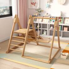 Creahappy Kinderrutschen und Schaukeln - Kinderspielzeug aus Holz - aus massivem Kiefernholz und Sperrholz - 3 in 1 Kinderspielzeug - mit Klettergerüsten - Schaukeln - Rutschen - Kombinationsspielzeug für drinnen