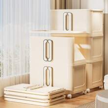 Double Door Lightweight Luxury No-Installation Foldable Storage Box, Plastic Storage Cabinet For Home Bedroom Use, Movable Organizer Box, Plastic Snack Cabinet, Storage Box