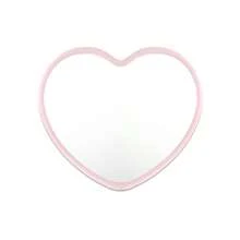 Heart Shaped Mini Mirror, Polished Surface, Plastic Frame, Tabletop Mounting, Fragrance-Free, Floral Theme, Portable, No Electricity Required, Glass Surface - Pink/White/Black Options