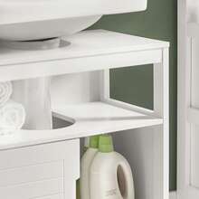 SoBuy FRG128-II-W Bathroom Vanity Unit With Footrest, White, Bathroom Organizer, Bathroom Accessories, Summer Bathroom, Bathroom Base Cabinet, Bathroom Sink Cabinet, Bathroom Cabinet, Bathroom Base Cabinet, Bathroom Cabinet, Toilet Cabinet, Base Cabinet, Sink Cabinet, Bathroom Cabinets, Bathroom Vanity Unit, Washbasin Cabinet, Bathroom Furniture, Grey MDF (E1), 60x30x61 Cm - White - View 8