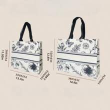 15pcs/Premium Retro Flower Covered Non-Woven Fabric Tote Bag, Clothing Store Shopping Bag, Clothing Gift Bag Summer Cooling,Beach,Travel