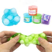 70ml Crystal Clear Slime Kit With White Furry Ball, Scented Slime Set, Crunchy Glitter Slime For Birthday Party Gift, Cute Charms Soft Non-Sticky Slime Putty Stress Relieving Toys