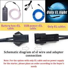 1 Pc, 9.8Ft/16.4Ft Glow EL Wire Cable LED Neon Christmas Dance Party DIY Costumes Clothing Luminous Car Light Decoration Clothes Ball Rave With Battery Drive Box