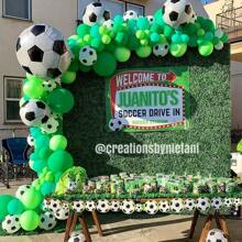 About 100pcs White Soccer Ball Latex Balloons, 12-Inch, Helium-Ready, Ideal For Youth Birthday & Sports Events, Durable Party Decorations