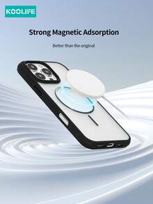 1 Pc Koolife Magnetic Wireless Charging MagSafe Soft Circle Magnetic Protective Case, Independent Buttons, PC+TPU Anti-Drop, Compatible With Apple 11/12/12Pro/12Plus/13/13Pro/13ProMax/14/14Pro/14ProMax/15/15Plus/15Pro/15ProMax/16/16Plus/16Pro/16ProMax/16E - Black - View 3
