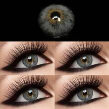 1 副自然色软性隐形眼镜，每年更换，直径 14.5 毫米，适合约会或日常佩戴，舒适自然的美容隐形眼镜万圣节服装角色扮演 - 灰色 - 查看 3