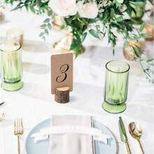 10 Pieces Of Premium Wedding Wooden Place Card Holder Table Number Guides And 10 Pieces Of Kraft Paper Table Place Cards, Rustic Mini Table Number Holder, Table Sign Holder, Business Card Photo Picture Holder Suitable For Weddings, Parties, Birthdays,Christmas - Khaki - View 4