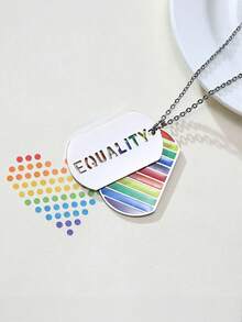 MONALLY 骄傲月嘻哈风格彩虹 LGBTQ+ 平等字母吊坠项链，不锈钢夏季饰品礼物 - 彩色 - 查看 2