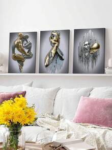3pcs Modern Wall Art, Decorative Artwork, Metal Print Posters, Fashion Canvas Artwork Paintings, Elegant Wall Art, Classic Paintings, Room Aesthetic, Home Decoration, Ideal Gift, For Living Room, Bedroom, Bathroom, Optional Frame, Wall Art With Frame