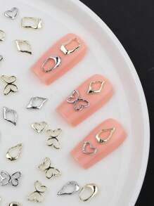 120 pezzi Charm per unghie con cornice, Charm per unghie gotiche in 3D con cornice traforata, Gioielli per unghie in metallo oro e argento, Decorazioni per unghie per accessori fai-da-te per manicure