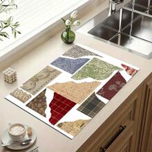 1pc Coffee Machine And Kitchenware Drying Mat - Diatomite Printed Drainage Mat, New Absorbent Kitchen Counter Drying Pad, Kitchenware Drying Pad - Dish Drying Mat, Soft Diatomite Non-Slip Quick Dry Mat, Applicable For Kitchen Counter, Suitable For Coffee Makers And Espresso Machines