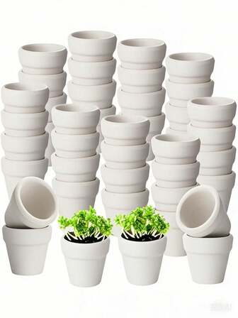 6pcs/1pc- Mini Small Flowerpots - Plastic Flowerpots For Succulents, Cacti And Handicrafts - Perfect For Window Gardening, Wedding Gifts And Spring Outdoor Garden Parties, Handcrafted(White),Halloween, Christmas, Thanksgiving And Harvest Festival Gifts And Decorations,Autumn,Fall