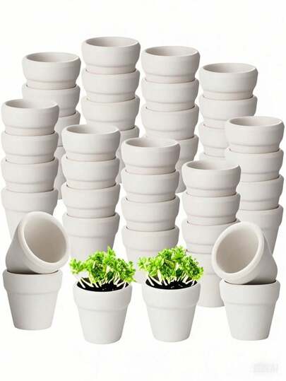 6 szt./1 szt. - Małe mini doniczki - Plastikowe doniczki na sukulenty, kaktusy i rękodzieło - Idealne do ogrodu okiennego, prezentów ślubnych i wiosennych przyjęć ogrodowych, Ręcznie robione (białe), na Halloween, Boże Narodzenie, Święto Dziękczynienia i Święto Plonów, prezenty i dekoracje, jesień