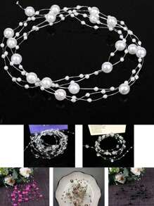 5pcs Floating Candle Vase Filler 1.4m Pearl Garland Wedding Table Decorations, Faux Pearl Beaded Plastic Chain Party Decorations, Home Decor Props Gift Birthday Graduation