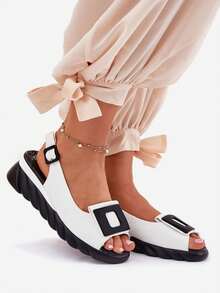 女士时尚百搭休闲厚底厚底凉鞋，夏季 - 白色 - 查看 9