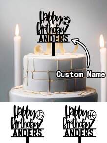 1Pc Customizable Cake Toppers With Football Designs,Birthday Party Cake Decoration Ideal For Birthday Party Decorations, The Perfect Memento For Families And Friends,Christmas,Boy's Birthday Decoration