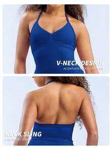 Yefecy New Impact Sports Yoga Vest Women's Fitness Yoga Top Gym Clothes Workout Backless Scrunch Built-In Bra With Cups Tops