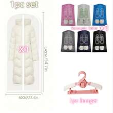 5 件透明服装防尘罩，140 厘米 * 60 厘米，带拉链开合，非常适合存放外套、衬衫、裙子、裤子和其他衣物，适用于衣柜、学校、办公室、家庭、旅行、包包、收藏、衣物收纳、防尘、复活节、母亲节、返校 - 彩色 - 查看 12