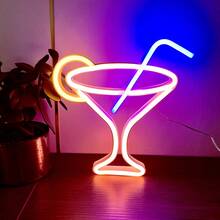 1pc High Brightness Wine Glass & Bar Neon Sign, Beer, Cocktail Glass, Bar Beer Bottle Size 13.9x5.7in (Approx. 35.5x14.5cm), Battery Or USB Powered Desk & Wall Decor Light, Suitable For Girls' Dorm Room, Wedding Anniversary, Bar, Hotel, Supermarket, Valentine's Day, Mother's Day, Birthday Party, Christmas And Home Decor, Men's Game Room Background Lighting - Wine Glass BAR Neon Light - View 12