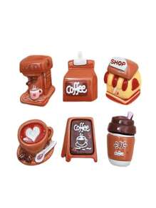 6pcs Coffee Chocolate Simulated Food Refrigerator Magnets, Kawaii Refrigerator Magnets, Whiteboard Stickers