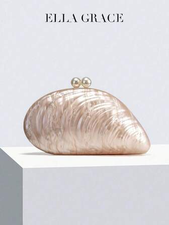 ELLA GRACE - 精致的贝壳包袋，纹理独特，顶部饰有两颗珍珠，时尚多彩，是正式礼服和各种场合的理想之选，也是派对、婚礼、情人节、年终派对等场合的馈赠佳品。