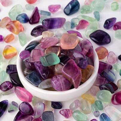 1 sac de gravier décoratif en quartz fluorite arc-en-ciel naturel, pierres précieuses pour la guérison, pour le jardin et l'aquarium