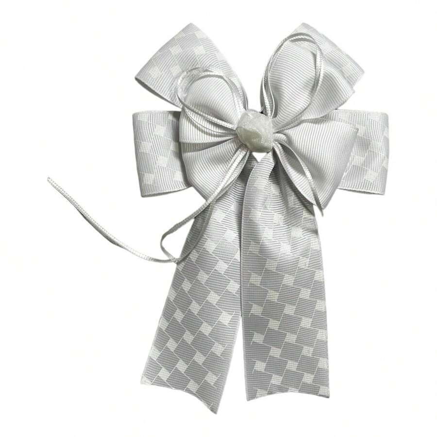 Moño Grande Para Cabello Niña Escolar 1 Pieza accesorio de peinado moda escolar Halloween fiestas disfraces colección especial otoño - Blanco - Ver 1