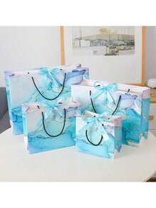 1-3pcs Bowknot Paper Bag, Marble Texture Gift Bags For Cosmetics, Present Bags - Multicolor - View 2