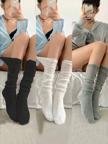 1 Pair Thin Bubble Hem Leg Warmers, Flattering Ballet Style, For Spring/Summer