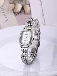1 Stück Damen elegante Business-Stil Quarz Uhr mit Edelstahlarmband, geeignet für den täglichen Gebrauch